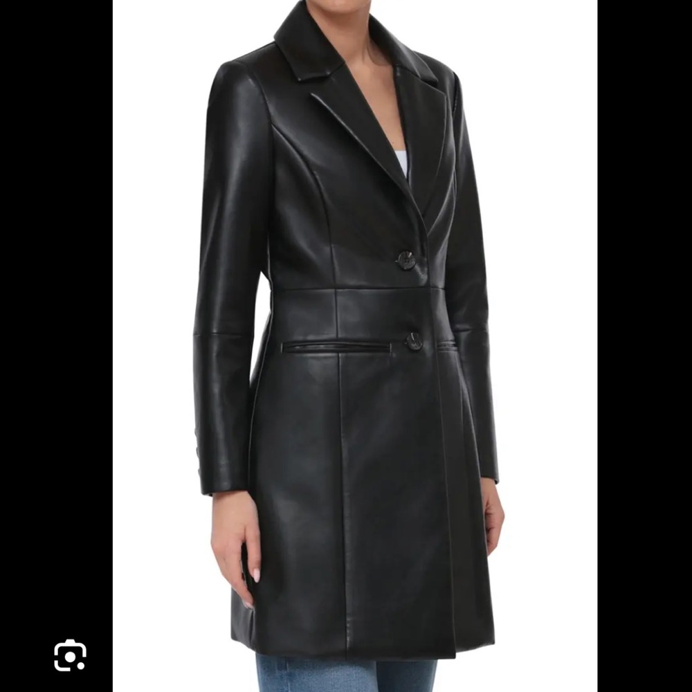 Avec Les Filles Black Leather Long Coat